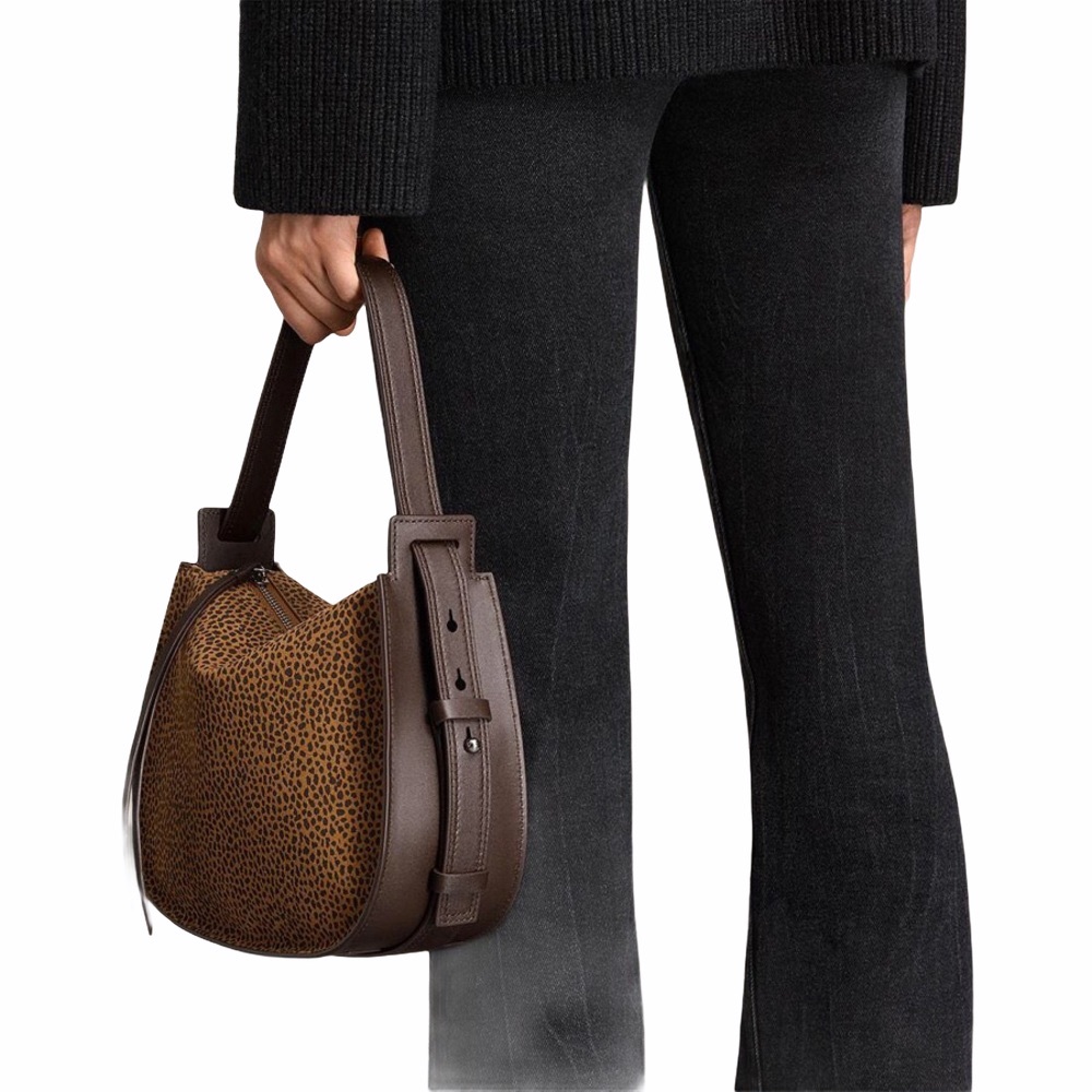 new Allsaints ☻︎ Suede Leopard Print Hobo Bag ☻︎ - Picture 9 of 16